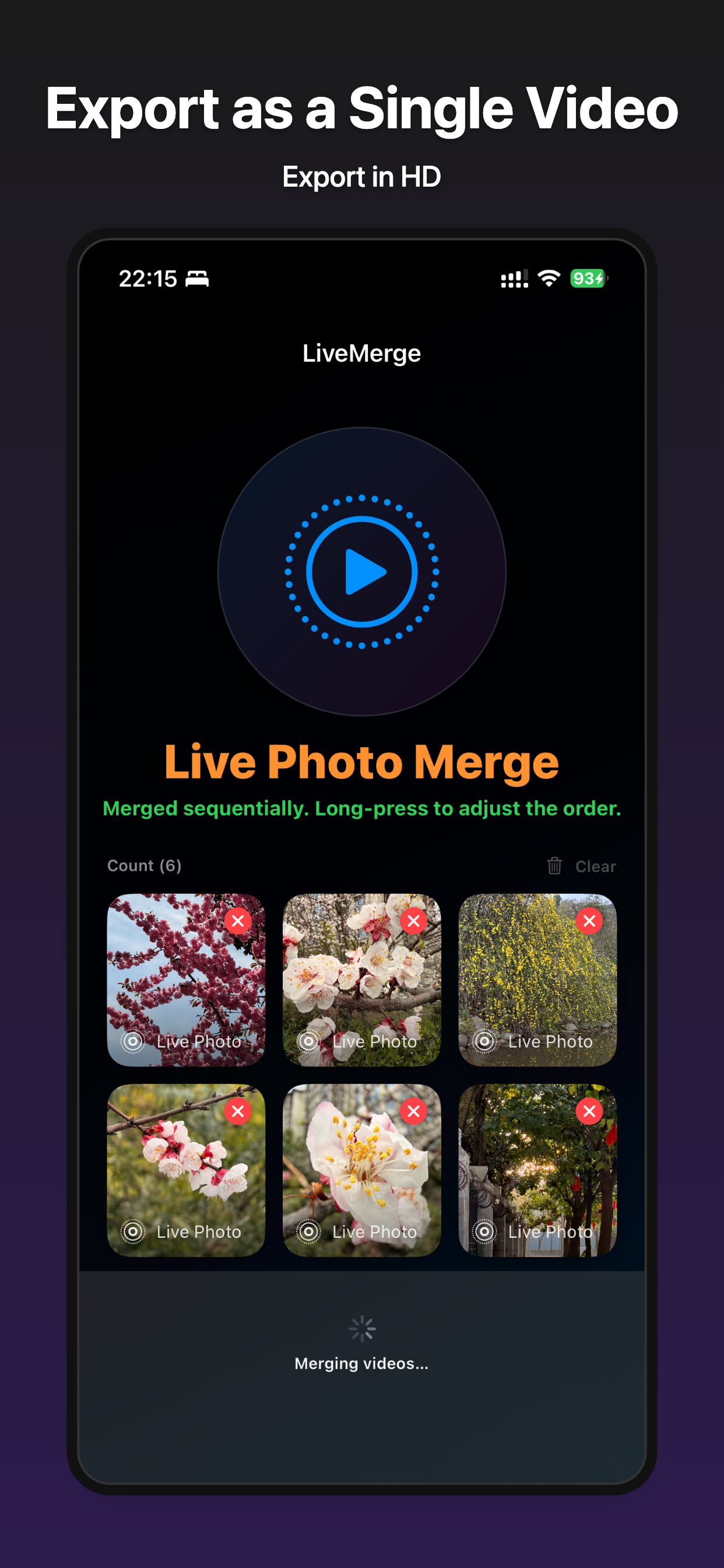 LiveMerge Home Screen